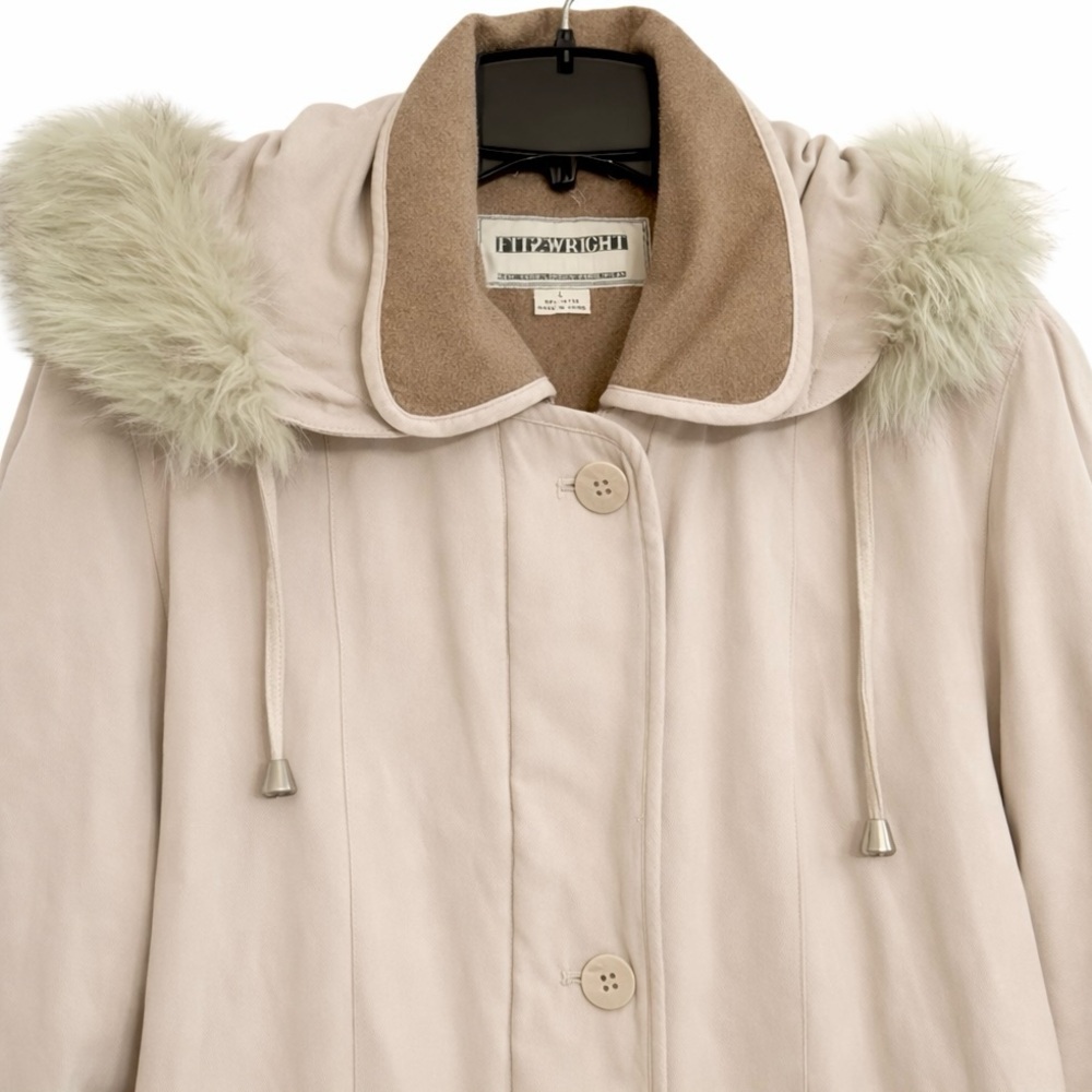Fitz-Wright Winter Coat Jacket Parka Tan Cream Fu… - image 3